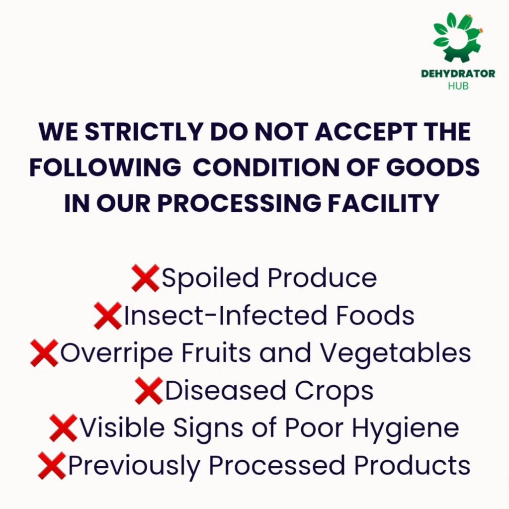 IMPORTANT NOTICE ON OUR DEHYDRATION SERVICES!